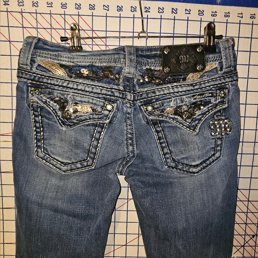 Miss Me Blue Boot Cut Jeans with Silver Accents